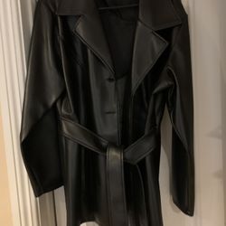 Leather Like Half Trench Women’s Jacket 