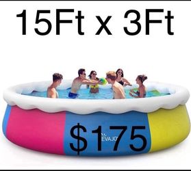 15ft *35in Inflatable Swimming Pool Include Filter Pump, Ground Cloth and Cover,