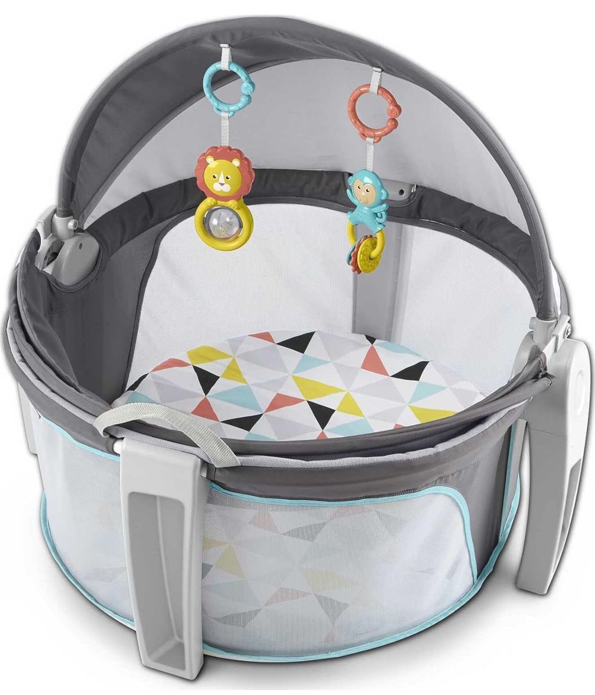 New In box - Fisher-Price Baby Portable Bassinet and Play Space On-the-Go Baby Dome with Developmental Toys and Canopy, Windmill