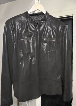 $55 “FALL” XL  Genuine  Leather Short Brown Textured Jacket (coat)
