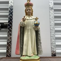 Vintage Infant Of Prague Jesus Statue 17 In