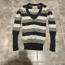 Vintage Y2K Hollister Women’s SZ M Babydoll Striped Thermal Ribbed Knit Sweater
