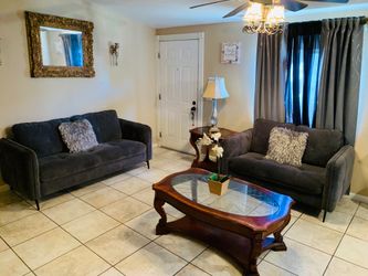 Grey sofa and love seat