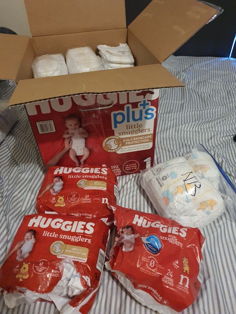 Diapers NB & Size 1 - Huggies, Kirkland, And More