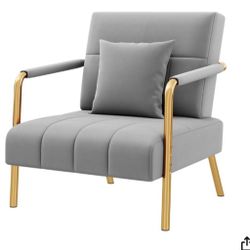 30 inch wide oversize accent armchair velvet light gray NEW