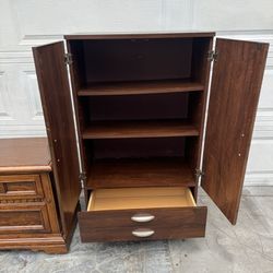 Traditional wooden 3-layer shelf display bookcase clothes wardrobe cabinet dresser w/ drawer. 16 deep x 28 1/2 L x 49H.