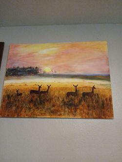 Large Oil Painting Serengeti Antelope Scene