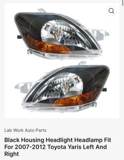 New Pair Headlights Assembly 2007-2012 Toyota Yaris headlamps Left Right Side