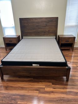 Queen Bed and night stands.