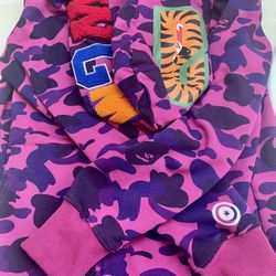 Bape Purple Camo Hoodie Zip-Up Size Large (With OG Bag and Tag)
