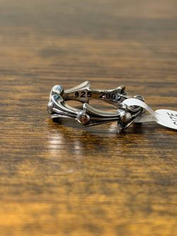 Chrome Bone Cross Ring .925 Silver