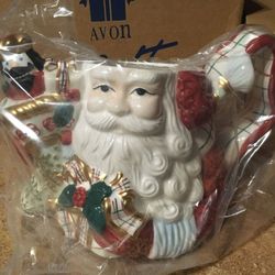 2001 Avon Gift Collection Christmas St Nicholas Teapot And Sugar And Creamer All New