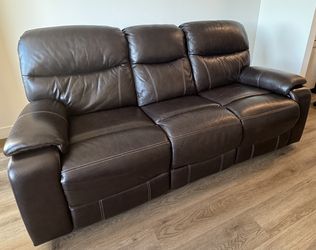 Leather Power Reclining Sofa With Power Headrests