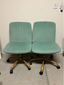 2 Criss Cross Wide Legged Office Desk Vanity Chairs