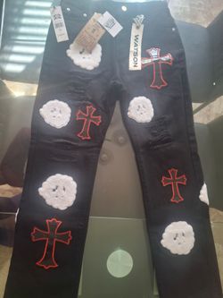 BLACK CLOUD & CROSSES PATCH WATSON DENIM