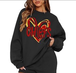 New Small or Large Kansas Chiefs Sweatshirt black with red heart