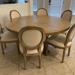 Restoration Hardware Dining Chairs And Solid Wood Table 