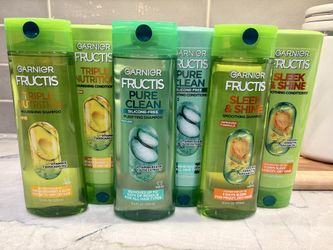 Garnier Triple Nutrition shampoo and conditioner, Pure Clean shampoo and conditioner, OR Sleek & Shine shampoo and conditioner.