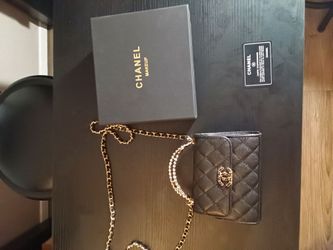 Black make up channel bag
