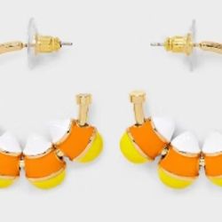 Sugarfix by BaubleBar candy corn hoop earrings. 
