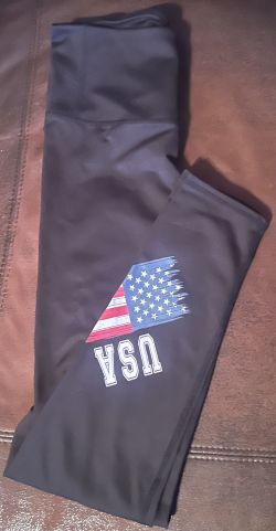 Black High‑Waist USA Flag Leggings for Women – Small Size by Collette Love small Petite