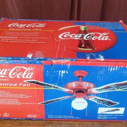VINTAGE COLLECTIBLE COCA-COLA CEILING BOTTLE DOWNROD FAN 