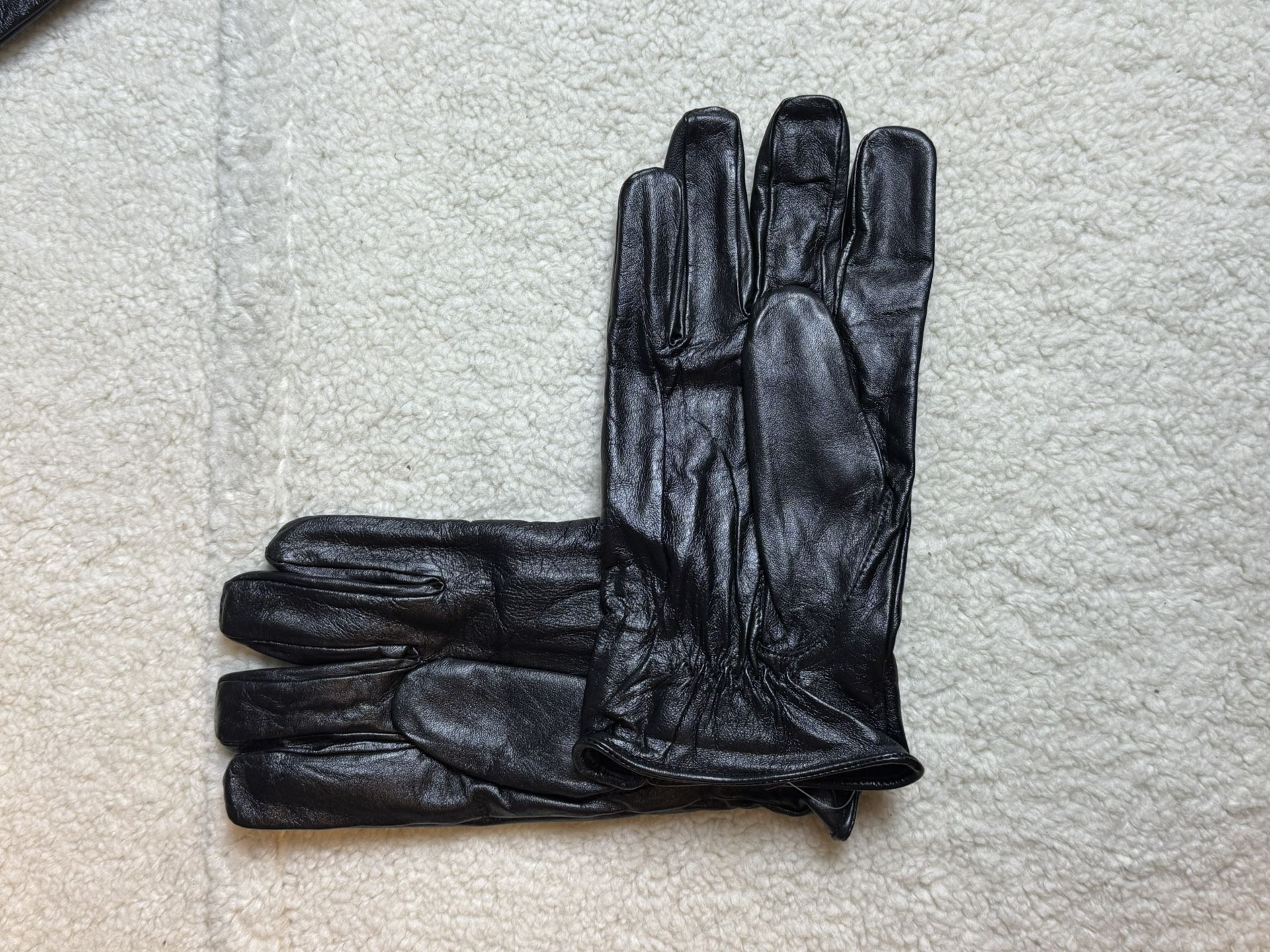 Men’s Black Genuine Leather Gloves Soft Leather Winter Style Size L