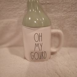 Rae Dunn Ivory Oh My Gourd Green Squash Mug Brand New 