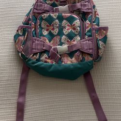 Pottery Barn Kids Backpack - “Ella” monogram, Butterflies/Pink/Turquoise Blue
