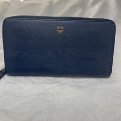 Blue MCM Long Zippy Wallet 