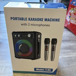 Brand New Portable Karaoke Machine with Two Wireless Microphones
