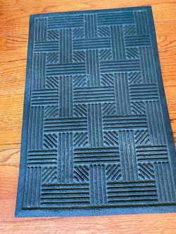 Black Rubber Door Mat with Geometric Pattern