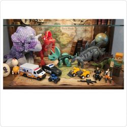 Massive Dinosaur & Vehicle Toy Lot: Fisher-Price Imaginext T-Rex, Plush, Minecraft Alex & More!
