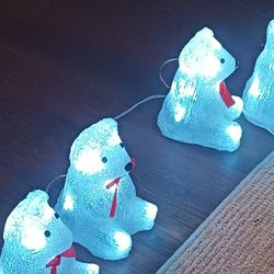 Set Of 5 LED Polar Bear Babies Yard Decorations 