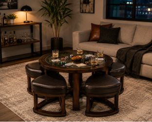 Ashley Furniture T477-8 Round Cocktail Table w/ 4 Stools – 40”