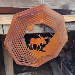 Large Orange Moose Wind Spinner 