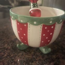 Xmas Dip Bowl And Spreading Knife 
