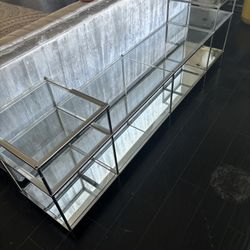 Chrome Console With Glass Shelves,