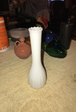 White Glass Flower Pot - 10$