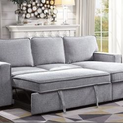Gray Sectional Sofa With Pullout (Free Delivery)