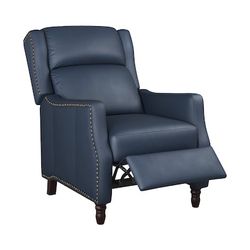 Yurevna Genuine Leather 3-position Recliner Navy Leather Upholstered Stationary 3-position