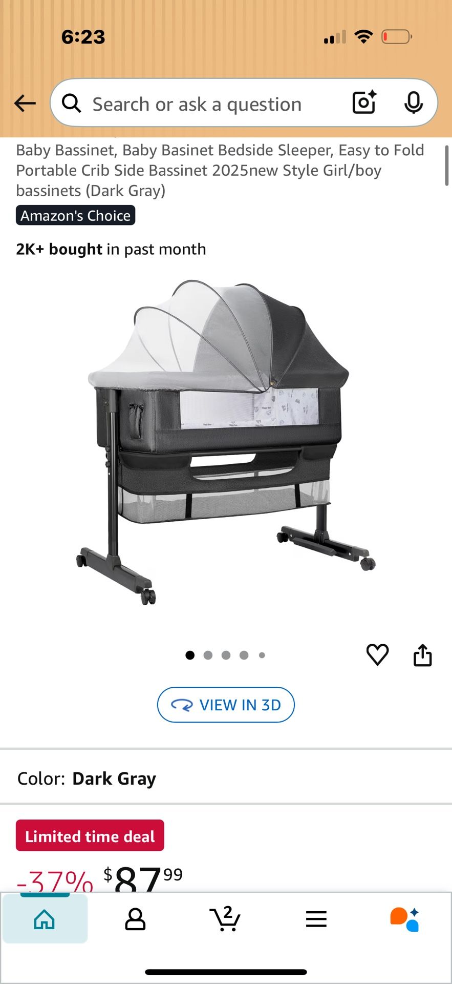 Baby Bassinet, Baby Basinet Bedside Sleeper, Easy to Fold Portable Crib Side Bassinet