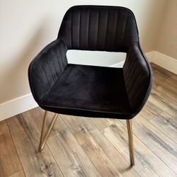  Black Velvet Accent Chair w/ Gold Legs – Modern Arm Chair