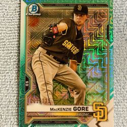 MacKenzie Gore 2021 Bowman Chrome Prospects Aqua Mojo Refractor /225!