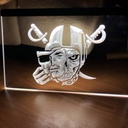 RAIDERS LED NEON WHITE LIGHT SIGN 8x12