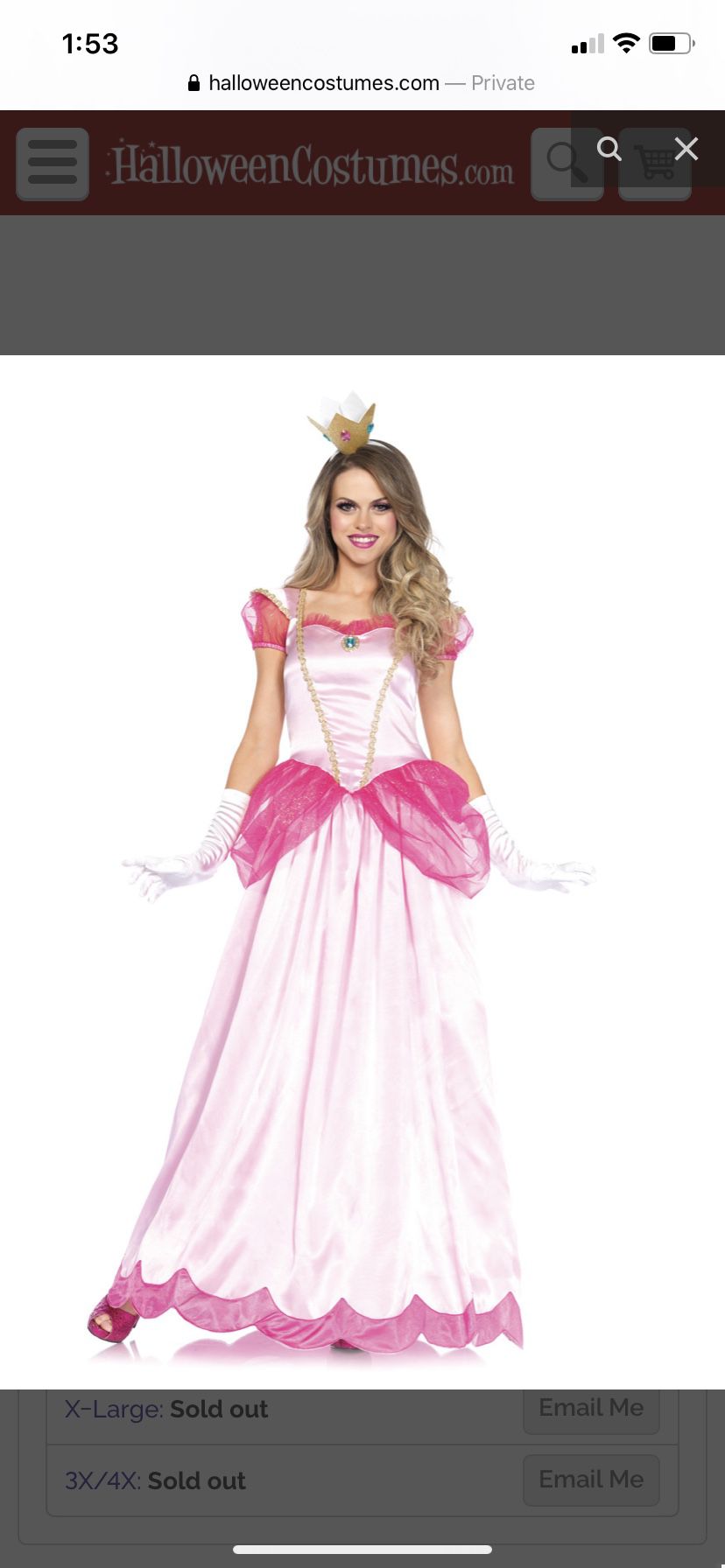 Plus size princess peach costume