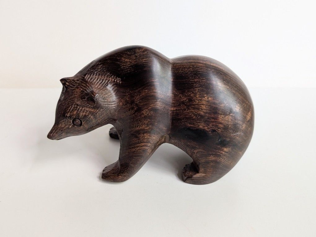 Vintage Ironwood Bear Large Hand Carved Ironwood Bear Figurine Sculpture Statue