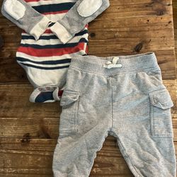 Burt’s Bees Baby Thermal Onesie Bodysuit and Sweatpants 0-3m