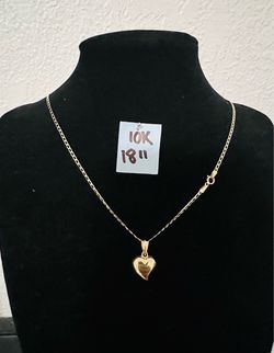 10K Solid Gold Chain and Pendant For Wedding 18 Inches Long