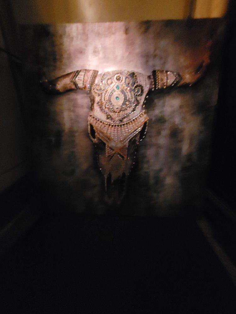 Longhorn Skull Canvas Painting